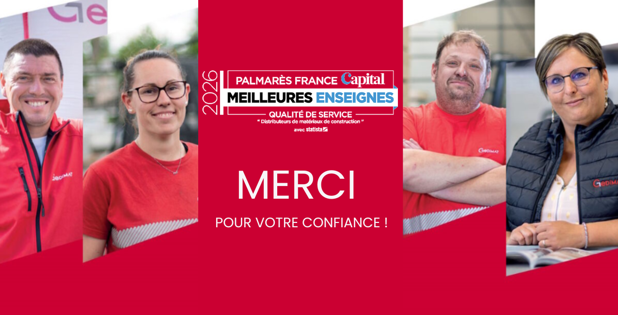 Gedimat &eacute;lue meilleure enseigne de mat&eacute;riaux de construction 2026