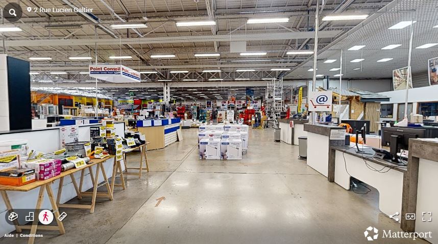 Visite virtuelle immersive du magasin Gedimat Derrey situ&eacute; &agrave; Laneuveville-devant-Nancy, pr&egrave;s de Nancy